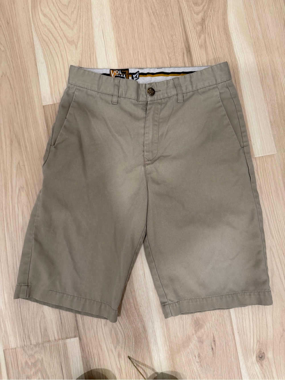 Volcom Men’s Flat Front Shorts in Olive Tan